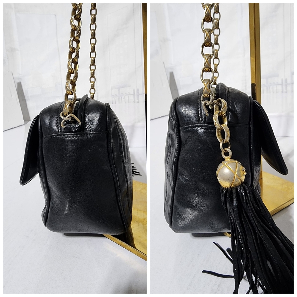 Chanel Lambskin Vintage Mini Fringe Camera Bag Black - Picture 10 of 15